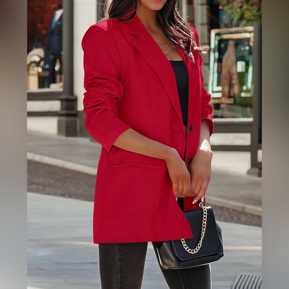 KIRUNDO Womens Blazer Long Sleeve Button With Pockets - Picture 2 of 7